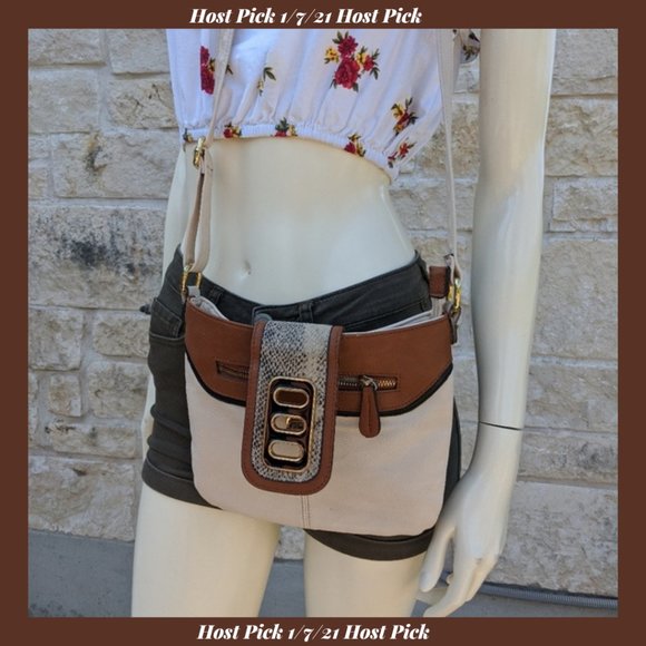 Handbags - Aldo Faux Snakeskin Brown Leather Cross body *HP*
